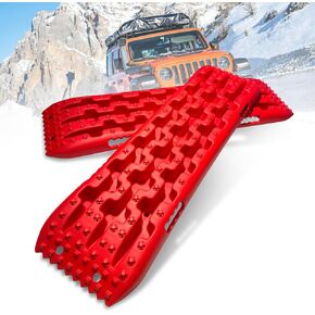 لوحات الجر الانتعاش- GripTracks 2 قطعة حصائر الجر لتعزيز الجر على الطرق الوعرة 4x4 الطين الثلج والرمل لوح إنقاذ سلم الإطارات في حالات الطوارئ (أحمر) in Saudi Arabia