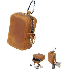 محفظة نقود جلدية من كريزي هورس، محفظة بسحاب كلاسيكية من الجلد الطبيعي، حقيبة عملات معدنية للرجال، محفظة جلدية صغيرة قابلة للتغيير مع حلقة مفاتيح للسفر in Kuwait