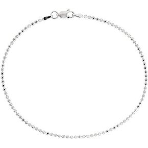 PORI JEWELERS 925 Sterling Silver 2.5mm Ball Bead Chain Anklet - Available in Silver or Yellow in Kuwait