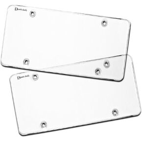 Zento Deals Clear License Plate Covers - 2-Pack – Novelty/License Plate Clear Flat Shields Covers (White)