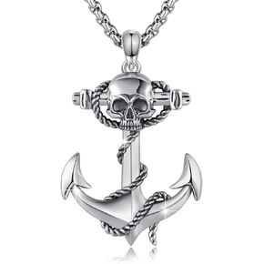 TRISHULA Anchor Necklace 925 Sterling Silver Nautical Anchor Necklace Skull Necklace for Men Octopus Necklace for Women Anchor Jewelry Sailor Nautical Jewelry Gift for Birthday
