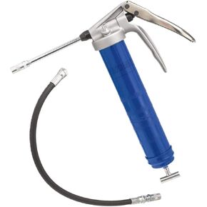 Lincoln 1134 Extra Heavy Duty Pistol Grip Grease Gun, 6 Inch Rigid Extension, Dual Lip Follower, Variable Stroke Mechanism, 18 Whip Hose with Coupler