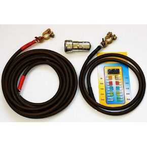 Battery Relocation Kit, Real # 4 AWG Cable, Top Post 20 FT RED/ 5 FT BLACK (LIFE TIME WARRANTY)