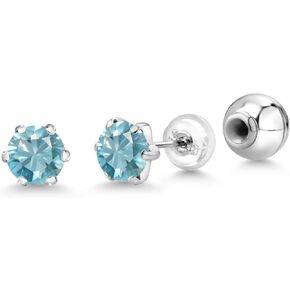 Gem Stone King Purple Amethyst Women Stud Earrings in Platinum (2.00 Cttw, Gemstone Birthstone, Round 6MM)