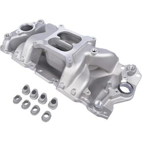 Aluminum Dual Plane Air Gap Intake Manifold Replacement for SBC Chevy 283 327 350 Small Block 22026