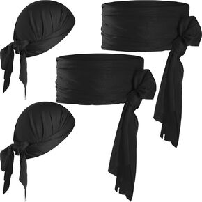Vicenpal 4 Pcs Pirate Accessories Pirate Bandana and Sash Belt Pirate Head Scarf Headband Party Favor for Men Women