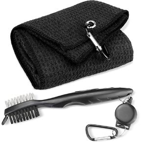 3 Pack Golf Towel Golf Club Cleaner Set, Microfiber Fabric Waffle Pattern Towels, Heavy Duty Carabiner Clip (3Pcs)