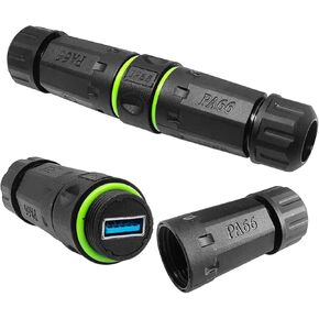 PENGLIN 2PCS USB3.0 Waterproof Connector IP68 Cable Connector,USB Panel Mount Coupler Female/Female,Waterproof USB Cable Extension Adapter for Industrial Equipment Data Transfer