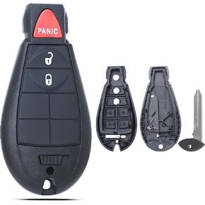 Key Fob Shell Case Replacement Fits for Dodge RAM 1500 2500 3500 Grand Caravan Journey Durango Jeep Grand Cherokee 2010 2012 2013 2014 2015 2016 2017 Keyless Entry Remote Control 2+1 Button Pad Cover