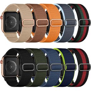 Maledan 10 Pack Nylon Sport Bands for Apple Watch 38mm 40mm 41mm 42mm 44mm 45mm 49mm