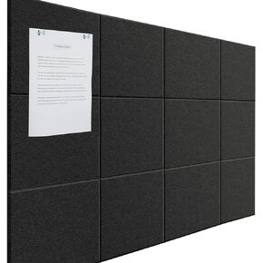 Large Office Cork Board Alternative-12 Pack Black Bulletin Board Room Decor，47''x35'' Office Board for Wall, Felt Board Pin Board Tack Board with Safe Adhesive for Office、Home、School