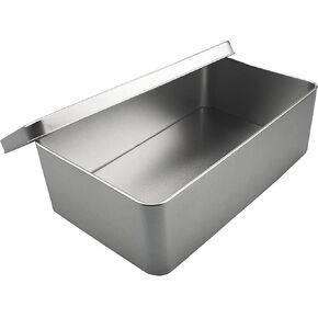 Silver Metal Tin Box Lids - Large Containers, Holder for Keeping Car Keys, Cookie, Pencil Case, 8.2 x 4.7 x 2.4 inch