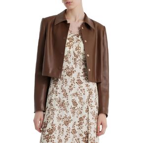 Faux Leather Jacket Women Turndown Collar Button Up Open Front Blazer Jacket