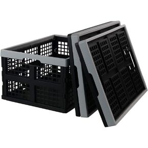 34-Liter Folding Crates Storage, Collapsible Container Plastic, Set of 3