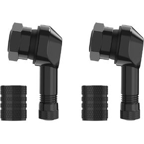 2pcs 90 Degree Black Motorcycle Tire Valve Stems Install Diameter 10-11.3mm for Harley Davidson, BMW, Honda, Kawasaki, Suzuki, Yamaha and Triumph Bike