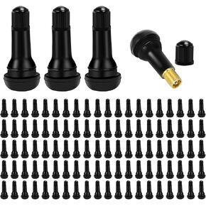 100PCS TR413 Tire Valve Stems, Black Rubber Snap-in Valve Stems, Standard Length Replacement Tire Valve Stems for Tubeless 0.453 Inch Rim Holes