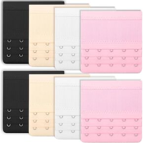 8 Pcs Bra Strap Extender 5 Hooks - Women's Soft Comfortable Bra Extenders 5 Hook 3 Row Plus Size Stretchy Back Bra Accessories Extensions Strap (4 Colors) in Kuwait