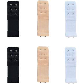 Bra Extender 2 Hooks 2 Rows Elastic Bra Band Hook Strap Extensions for Women, Bra Extenders 2 Hook, Soft Stretchy Back Bra Extension Strap, Pack of 6