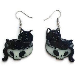 Acrylic Cat Glow In The Dark Earrings for Women Cute Cat Dangle Dangling Earring jewelry