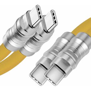 WLGQ USB Type C to C PD100W USB-C to USB-C Silicone Material Fast Charging Cable Silicone (Yellow-6.6FT-2PCS)