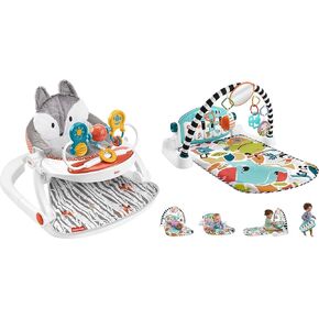 Fisher-Price Baby Portable Baby Chair & Fisher-Price Baby Playmat Deluxe Kick & Play Piano Gym with Musical -Toy Lights & Smart Stages Learning Content for Newborn to Toddler