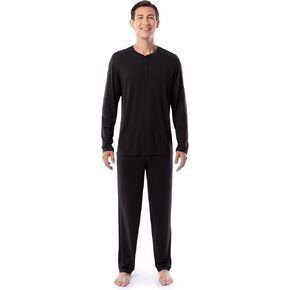 Fruit of the Loom Men's 360 Stretch Long Sleeve Henley Top and Pant Sleep Pajama Set