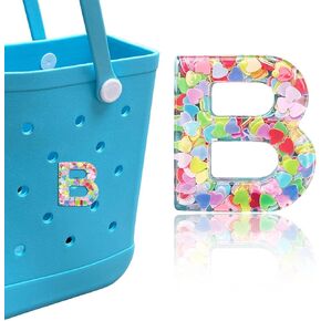 Letter Charms for Bogg Bag, Alphabet Sequin Lettering Accessories Charms for Bogg Bag and Simply Southern Bag, Insert Decorative Letter Charms for Handbag Beach Tote Bag.
