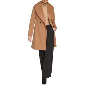 DKNY Women's Shawl Collar Wool, Camel