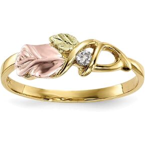 Diamond2Deal 10k Tri Color Gold Black Hills Diamond Anniversary Ring Size 7 for Women