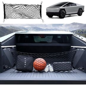 Truck Bed Cargo Mesh Net for Tesla Cybertruck 2024, Aluminum Alloy Carabiner Truck Bed Divider Organizer Net for Cybertruck Accessories (Envelope Cargo Net)