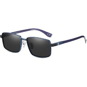 DUCO Retro Rectangular Polarized Sunglasses for Men Trendy Carbon Fiber Shades