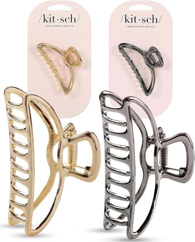 Kitsch Gold Metal Claw Clips - Large Claw Clips for Thick Hair, Gold Hair Clips for Girls, Metal Hair Clips for Women, Gold Claw Clips for Thin Hair, Metal Hair Claw Clips for Women & Cute Hair Clips in Saudi Arabia