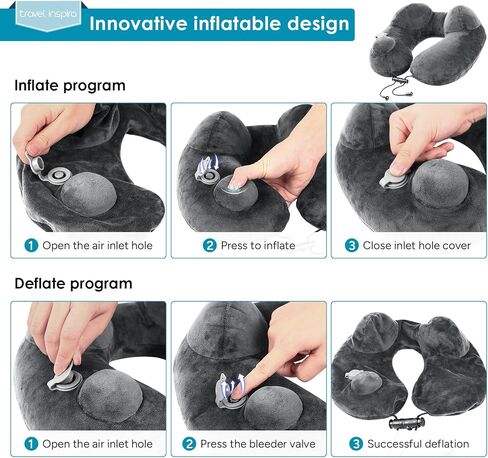 travel inspira Premium Travel Neck Wallet with RFID Blocking and Travel Inflatable Neck Pillow in Kuwait