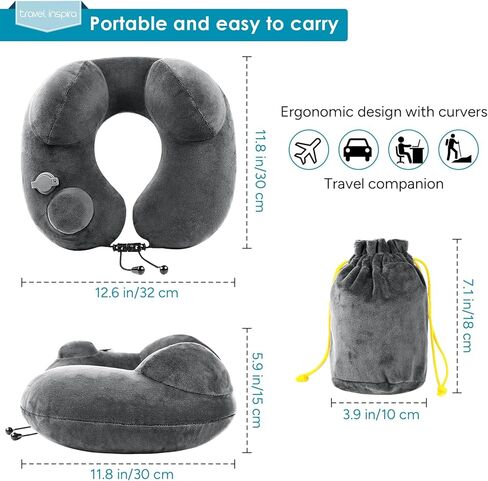travel inspira Premium Travel Neck Wallet with RFID Blocking and Travel Inflatable Neck Pillow in Kuwait