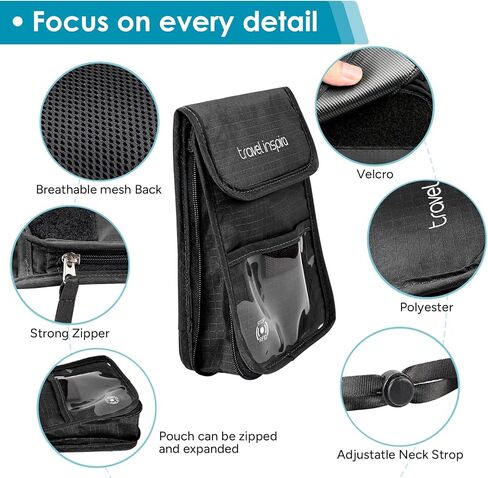 travel inspira Premium Travel Neck Wallet with RFID Blocking and Travel Inflatable Neck Pillow in Kuwait