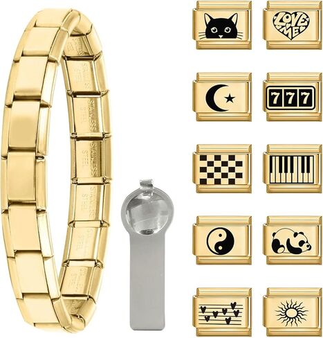 Papasgix الإيطالية سحر سوار سحر مجموعة ترشيح سحر أساور 9 ملليمتر متنوعة الإيطالية سحر سوار الروابط اليدوية DIY مجوهرات in Kuwait