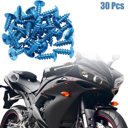 uxcell 30pcs 5mm Red Metal Motorcycle Car Cross Head Self Tapping Bolts Bumper Screws Caps Universal Replacement in Saudi Arabia