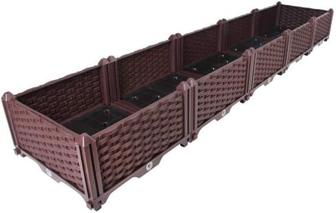 BAOYOUNI Rectangular Raised Garden Bed Kit Indoor Outdoor Plastic Planter Grow Box for Fresh Vegetables, Herbs, Flowers & Succulents, Brown, 76.77'' x 15.35'' x 8.66'' in Saudi Arabia