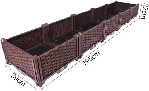 BAOYOUNI Rectangular Raised Garden Bed Kit Indoor Outdoor Plastic Planter Grow Box for Fresh Vegetables, Herbs, Flowers & Succulents, Brown, 76.77'' x 15.35'' x 8.66'' in Saudi Arabia