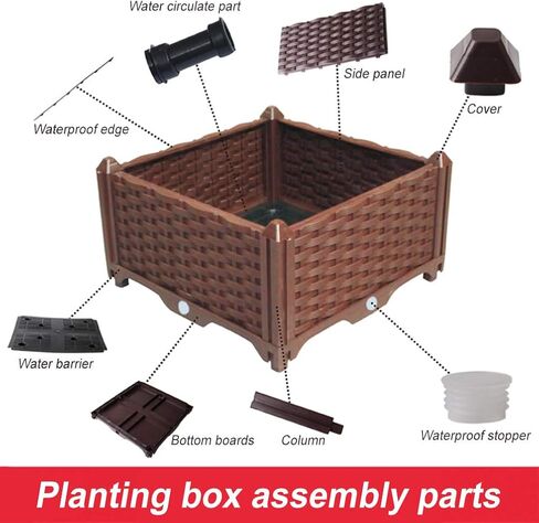 BAOYOUNI Rectangular Raised Garden Bed Kit Indoor Outdoor Plastic Planter Grow Box for Fresh Vegetables, Herbs, Flowers & Succulents, Brown, 76.77'' x 15.35'' x 8.66'' in Saudi Arabia
