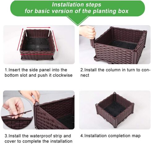 BAOYOUNI Rectangular Raised Garden Bed Kit Indoor Outdoor Plastic Planter Grow Box for Fresh Vegetables, Herbs, Flowers & Succulents, Brown, 76.77'' x 15.35'' x 8.66'' in Saudi Arabia