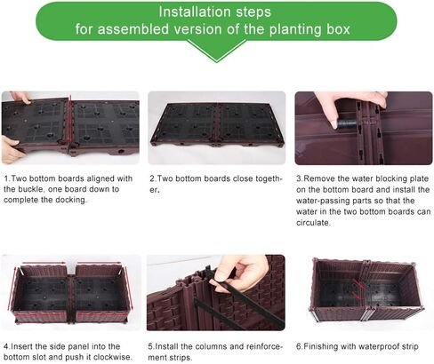 BAOYOUNI Rectangular Raised Garden Bed Kit Indoor Outdoor Plastic Planter Grow Box for Fresh Vegetables, Herbs, Flowers & Succulents, Brown, 76.77'' x 15.35'' x 8.66'' in Saudi Arabia