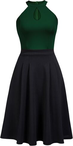 FORTRIC Women Patchwork Sleveless Wedding Party Cocktail Evening Swing Dress in Saudi Arabia