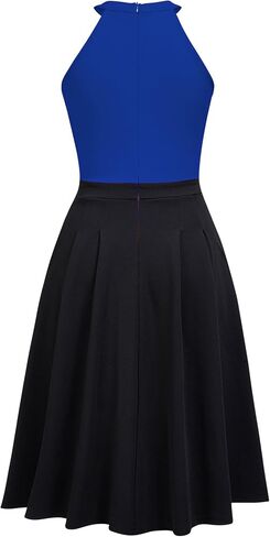 FORTRIC Women Patchwork Sleveless Wedding Party Cocktail Evening Swing Dress in Saudi Arabia