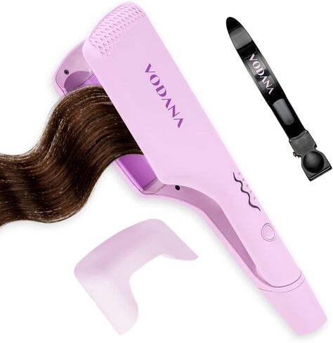 VODANA Professional Triple Flow Ceramic Hair Waver - Easy Beach Waves with Embedded Double Barrel Wave Iron. Experience Instant Heat, Long-Lasting Performance, and Quick Heat Up. (1.25 inch, Brown) in Saudi Arabia
