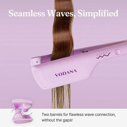 VODANA Professional Triple Flow Ceramic Hair Waver - Easy Beach Waves with Embedded Double Barrel Wave Iron. Experience Instant Heat, Long-Lasting Performance, and Quick Heat Up. (1.25 inch, Brown) in Saudi Arabia