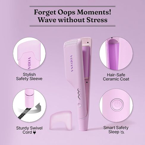 VODANA Professional Triple Flow Ceramic Hair Waver - Easy Beach Waves with Embedded Double Barrel Wave Iron. Experience Instant Heat, Long-Lasting Performance, and Quick Heat Up. (1.25 inch, Brown) in Saudi Arabia
