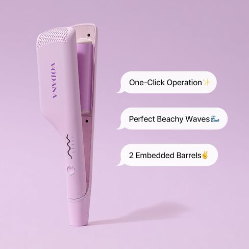 VODANA Professional Triple Flow Ceramic Hair Waver - Easy Beach Waves with Embedded Double Barrel Wave Iron. Experience Instant Heat, Long-Lasting Performance, and Quick Heat Up. (1.25 inch, Brown) in Saudi Arabia