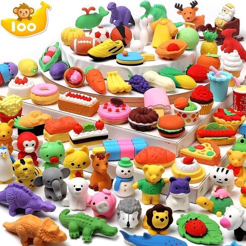 HINZER 100 Pack Animal Erasers for Kids Bulk Pull Apart 3D Puzzle Erasers Classroom Rewards and Prizes Class Treasure Box Kids Party Favors Back to School Supplies in Saudi Arabia