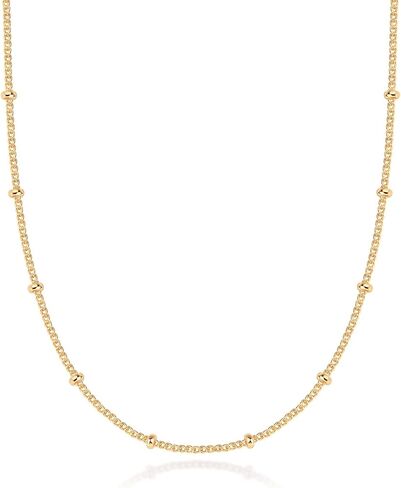 PAVOI 14K Gold Plated Adjustable Link Chain Necklace for Women | Box Rope Sphere Bead Serpentine Anchor Mariner Gold Chain Necklaces in Saudi Arabia